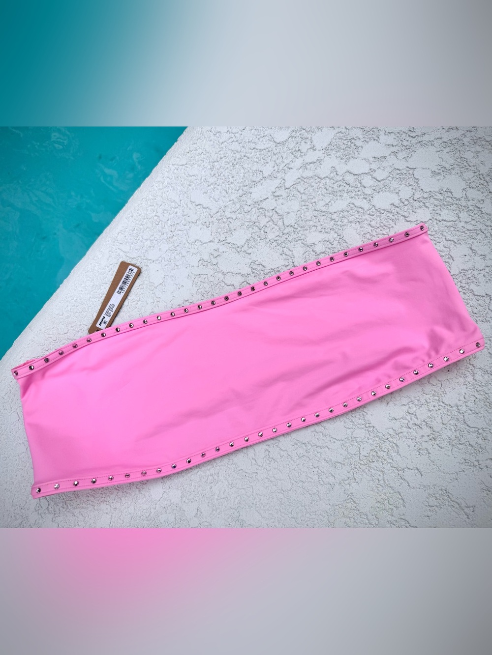 Skims Rhinestone Swim Bandeau Bikini Top • Light Pink • 3X • NWT